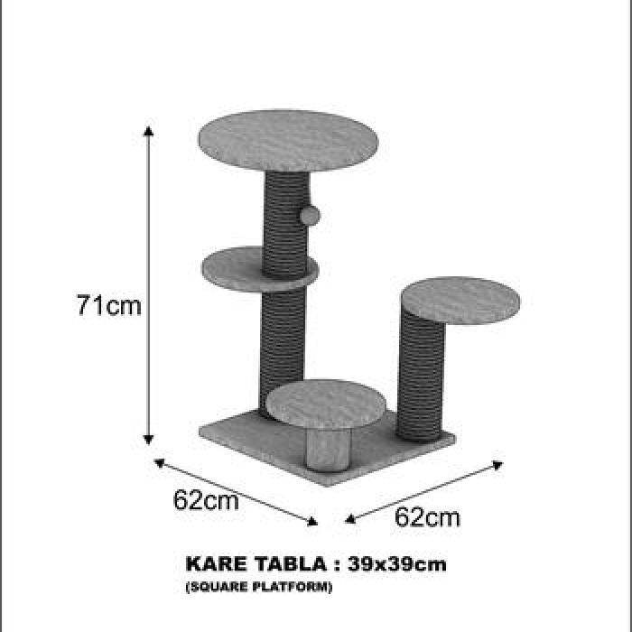 Dubex 62x62x71 cm Kedi Oyun ve Tırmalama Platformu Bej