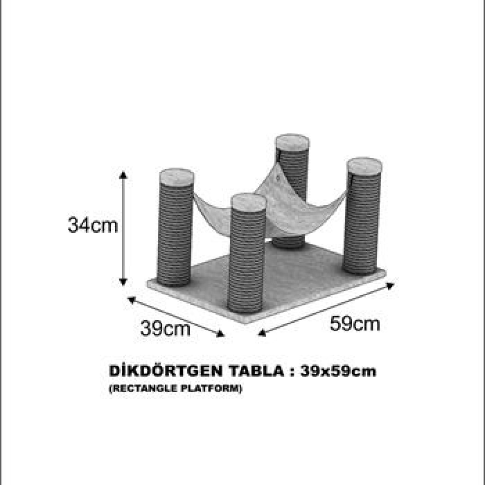 Dubex 39x59x34 cm Kedi Hamağı ve Tırmalama Platformu Beyaz