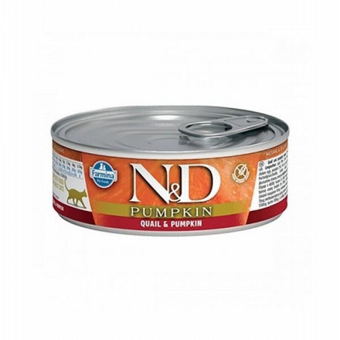 N&D Pumpkin Balkabaklı Bıldırcınlı Tahılsız Yetişkin Kedi Konservesi 80 Gr