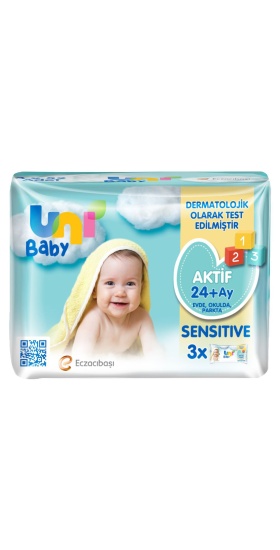 Uni Baby Aktif Sensitive Bebek Islak Mendil 24+ Ay 3x52 Adet