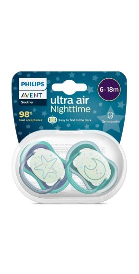 Philips Avent Ultra Air Night Karanlıkta Parlar Gece Emziği 6-18 ay Erkek SCF376/13