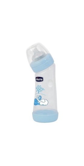 Chicco Eğimli Biberon 250 ml - Mavi