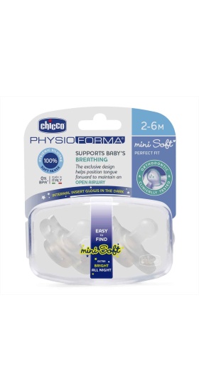 Chicco Gece Parlayan PhysioForma Mini Soft 2li Emzik 2-6 Ay