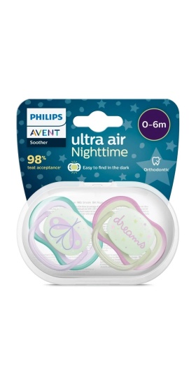 Philips Avent Ultra Air Night Karanlıkta Parlar Gece Emziği 0-6 ay Kız SCF376/19