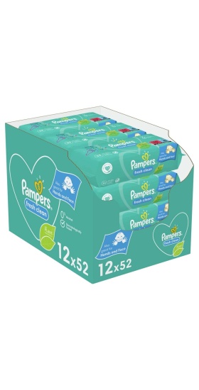 Prima Pampers Baby Yenidoğan Fresh Clean Islak Havlu 52x12 Adet (624 Yaprak)