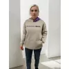 Baskılı Kapüşonlu Sweatshirt - Gri