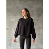 Osy Modal Yumuşak Dokulu Kumaş Bisiklet Yaka Oversize Sweatshirt - Siyah