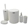 FREE OKYANUS HOME OKY-430-B ( BEYAZ & 5PCS ) MİNA YUVARLAK ÇİZGİLİ BANYO SETİ*4=K