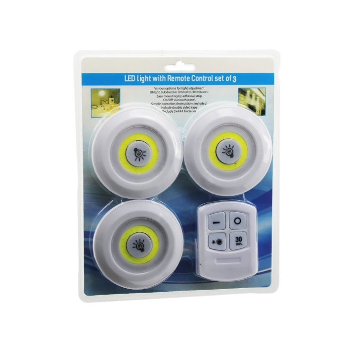 LED LİGHT WİTH REMOTE DMR-1380 ( ( 3PCS & YUVARLAK ) DOKUNMATİK & KUMANDALI LAMBA SETİ*80