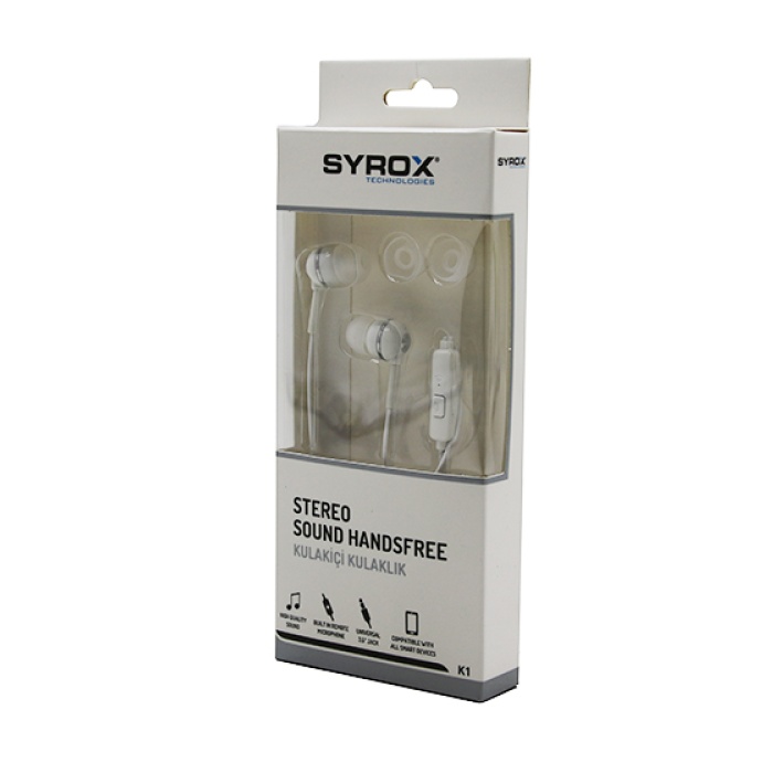 SYROX K1 STEREO SOUND KULAK İÇİ MİKROFONLU KULAKLIK AUX GİRİŞLİ*200