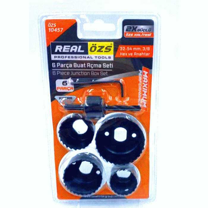 REAL ÖZS-10457 ( 6PCS ) BUAT AÇMA PANÇ SETİ ( 38-54MM- 3/8 HEX & ANAHTAR )*100