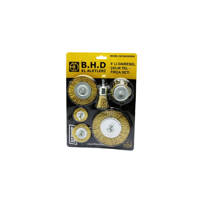 BHD-00894 ( 6PCS ) DAİRESEL ÇELİK TEL & ÇANAK FIRÇA SETİ*40