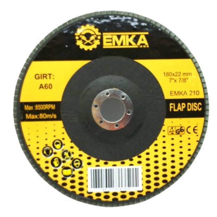 EMKA-210 FLAP DISC DİSK ZIMPARA A60 KUM 180X22MM*10X10