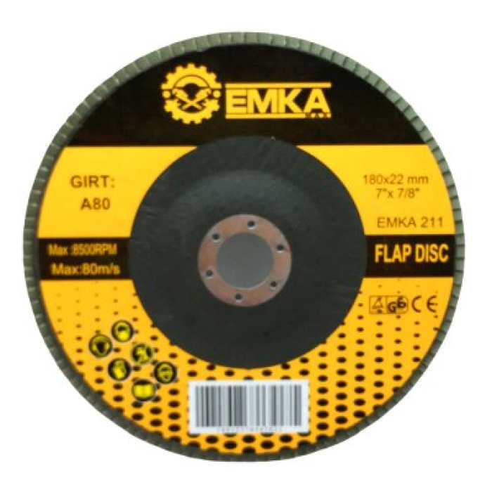 EMKA-211 FLAP DISC DİSK ZIMPARA A80 KUM 180X22MM*10X10