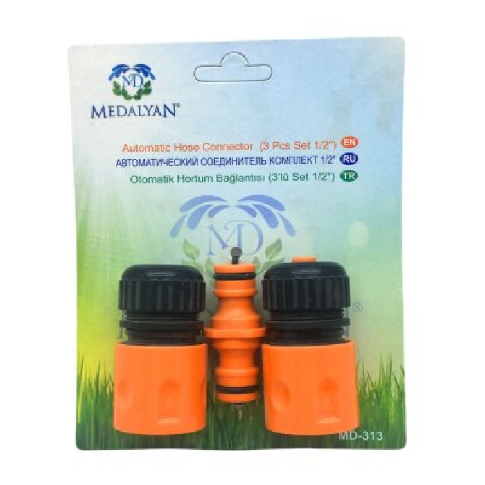 MEDALYAN MD-313  3PCS 1/2 LÜX OTOMATİK HORTUM EKİ BAĞLANTISI*120