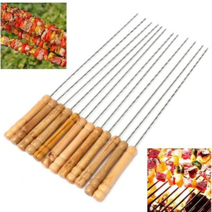 İBİCO K-98 ( 10PCS ) ( AHŞAP SAPLI ) ( YUVARLAK ) METAL MANGAL ŞİŞİ*144