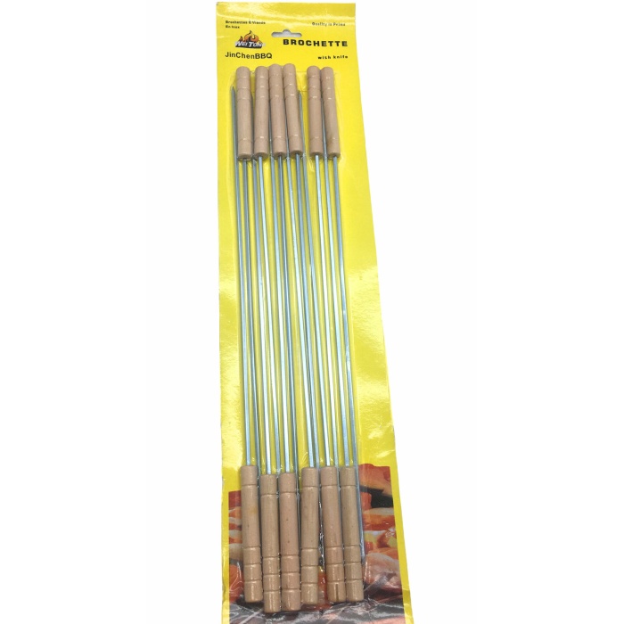 İBİCO K-95 ( 12PCS ) ( KUŞBAŞI ) ( AHŞAP SAPLI ) ( KARE ) METAL MANGAL ŞİŞİ*100