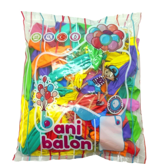 BANİ PUNCH BÜYÜK BALON BASKISIZ RENKLİ 100PCS*1X25