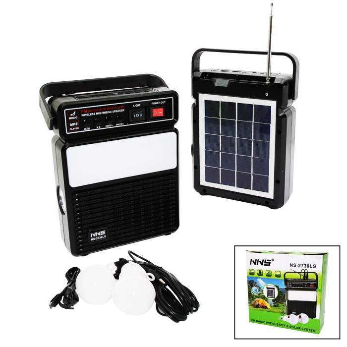 NNS NS-2730LS ( 3IN1 & SOLAR) ( 2İN1 DİK MODEL EL FENERİ & RADYO & MP3) BLUETOOTH & USB/ TF PORT & 2PCS AMPUL KABLOLU & POWERBANK*30                            Q9