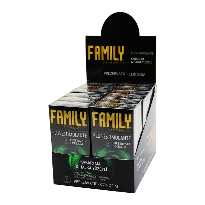 FAMILY PLUS ESTIMULANTE ( 12PCS ) ( KABARTMA & HALKA YÜZEYLİ ) PREZERVATİF CONDOM*12X40