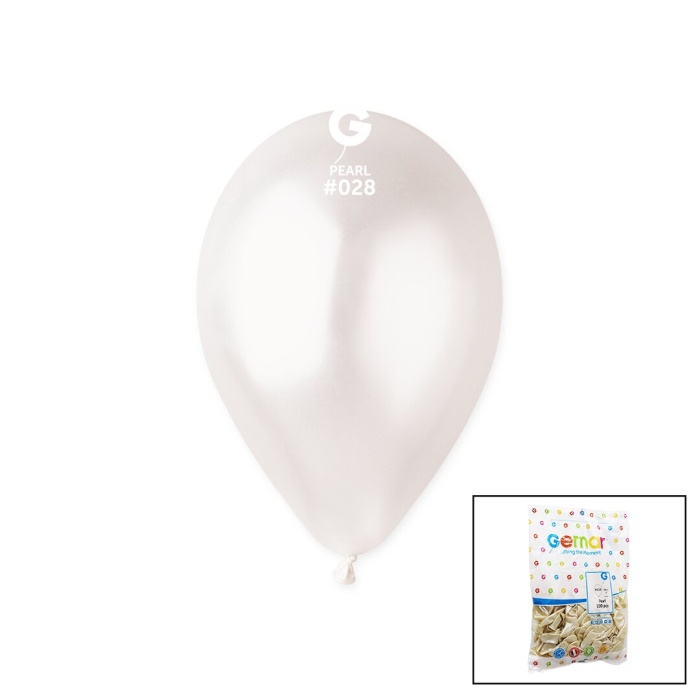 GEMAR GM-110-28 ( METALİK & İNCİ BEYAZ & PEARL ) BALON ( 11 & 28CM ) ( 100PCS )*1X50