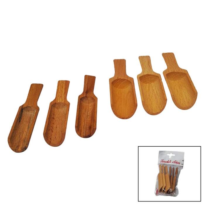 TARAKLI TRK-118 ( 6PCS ) ( KÜREK ) ÖLÇEK VE BAHARAT AHŞAP KAŞIK*10X50