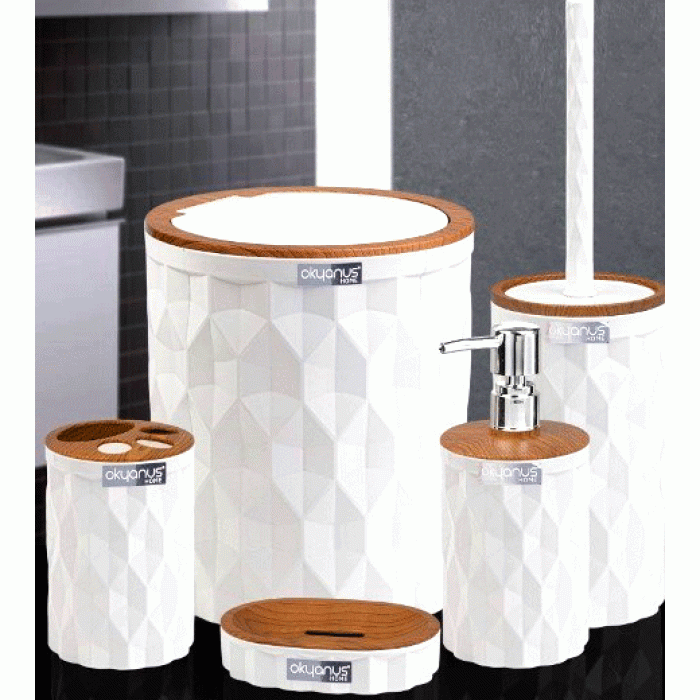 İBİCO OKY-467-3-A-B-K-S ( DİAMOND ) ( AHŞAP & MİX ) 5PCS BANYO SETİ*4=K