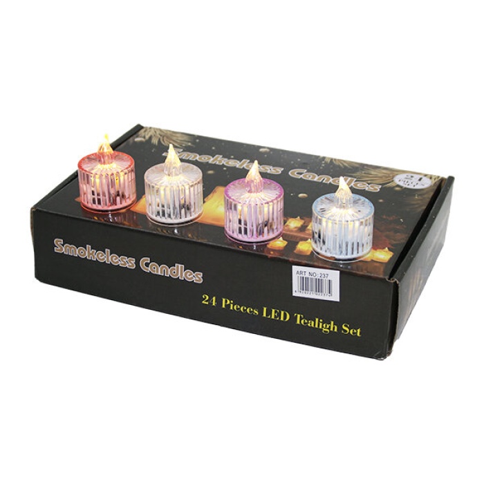 SMOKELESS CANDLES NO-237 ( DÜZ ÇİZGİLİ ) ( MİNİ ) ( MİKA ) LEDLİ PİLLİ MUM*24X40