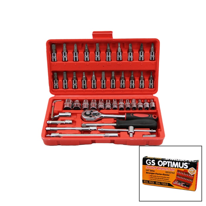 GS OPTIMUS SOCKET WRENCH SET GS-32762 ( 46PCS ) LOKMA SETİ ( PLASTİK KUTULU )*35