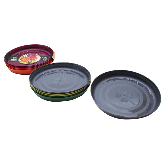 HARMONY TIME HT-004 ( 6PCS ) PLASTİK TABAK YONCA DESEN RENKLİ *24=K