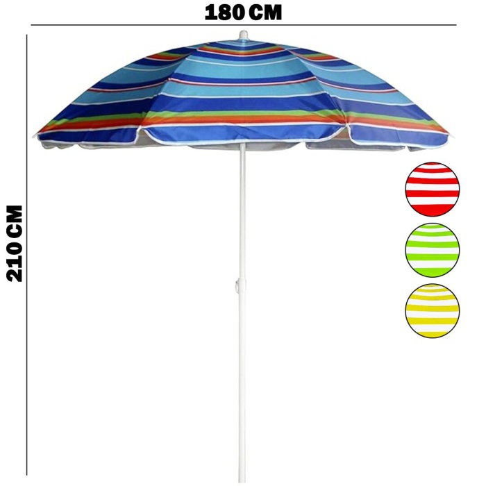 SKY-103 ( BÜYÜK & LUX KUMAŞ ) DENİZ PLAJ ŞEMSİYESİ ( 120+90CM=210CM ÇUBUK & ÇAP 180CM )*12