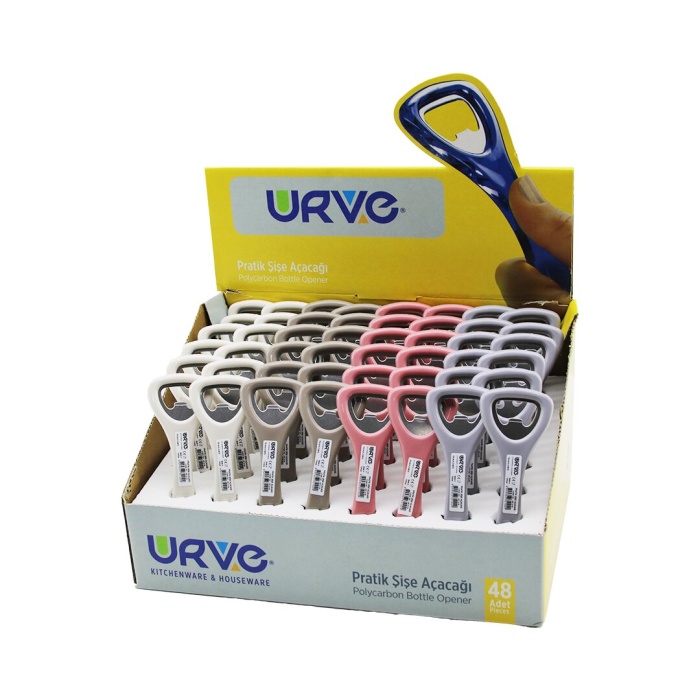 URVE UR-3178 GÖKKUŞAĞI PRATİK ŞİŞE KAPAK AÇACAK ( RENKLİ PLASTİK SAPLI & METAL )*48X1