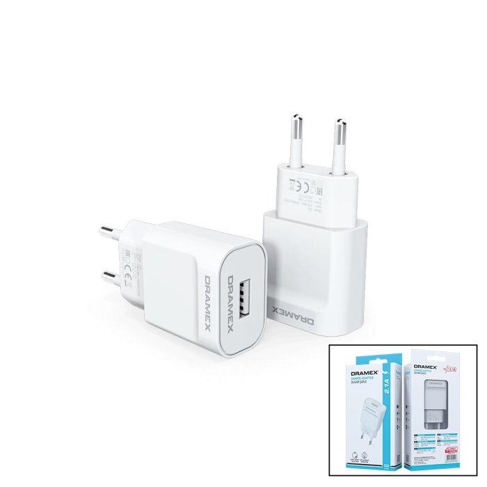 DRAMEX D21B ( USB & 2.1A ) ADAPTÖR BAŞLIK EV ŞARJI*120