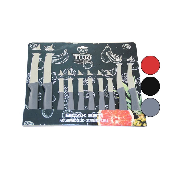 TUJO KNIVES-6690 ( 10LU ) TIRTIRLI BIÇAK SETİ ( 2AD (12.5CM) EKMEK ) ( 2AD (10CM) SEBZE ) ( 6AD (6.5CM) MEYVE )*48