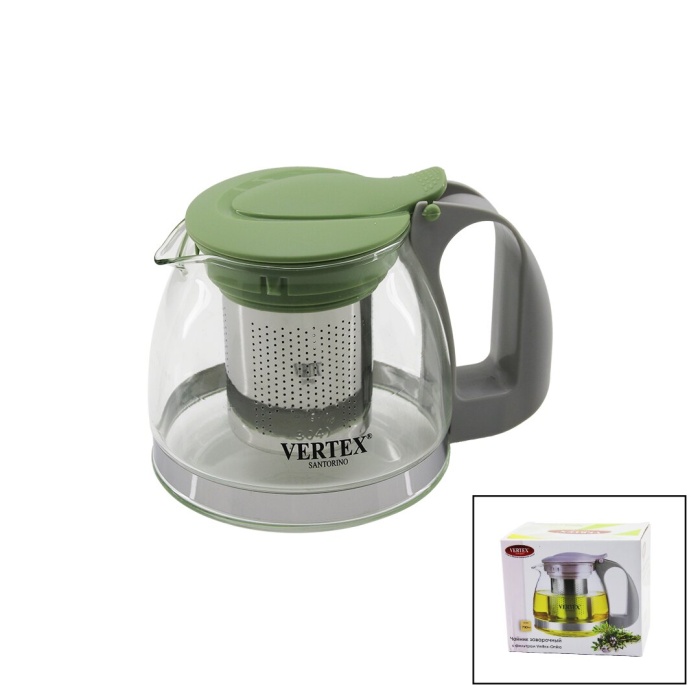 VERTEX VS-8051 RENKLİ KAPAKLI CAM DEMLİK 700 ML*12