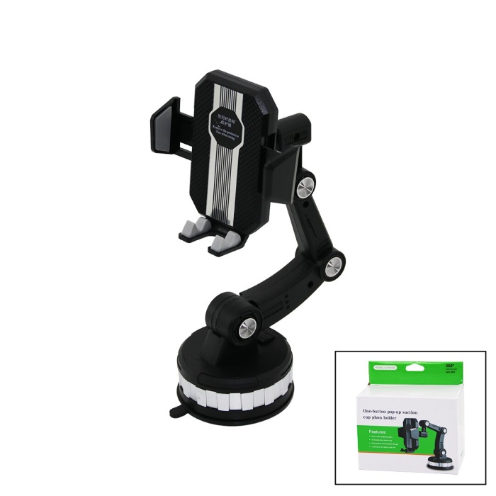 ONE-BUTTON CZ-64339 DP-200 OTO& ARAÇ TELEFON& BARDAK TUTUCU (3 EKLEMLİ 360° KOL )(YAPIŞKANLI 360° VANTUZ) GENİŞLİK AYAR*100