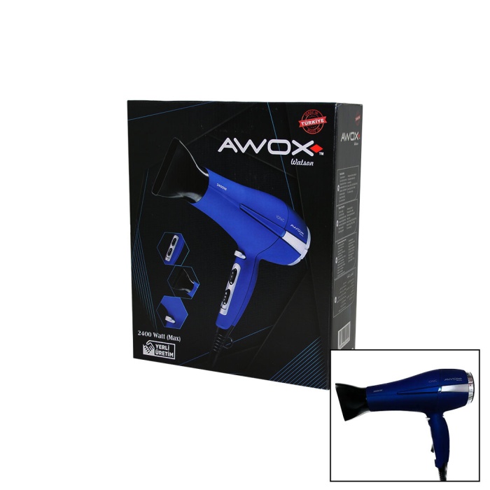 AWOX WATSON ( SİYAH ) SAÇ KURUTMA & FÖN MAKİNESİ ( SOĞUK ÜFLEME ) ( 2 KADEME FAN & 3 KADEME SICAKLIK ) ( 2400W )*12