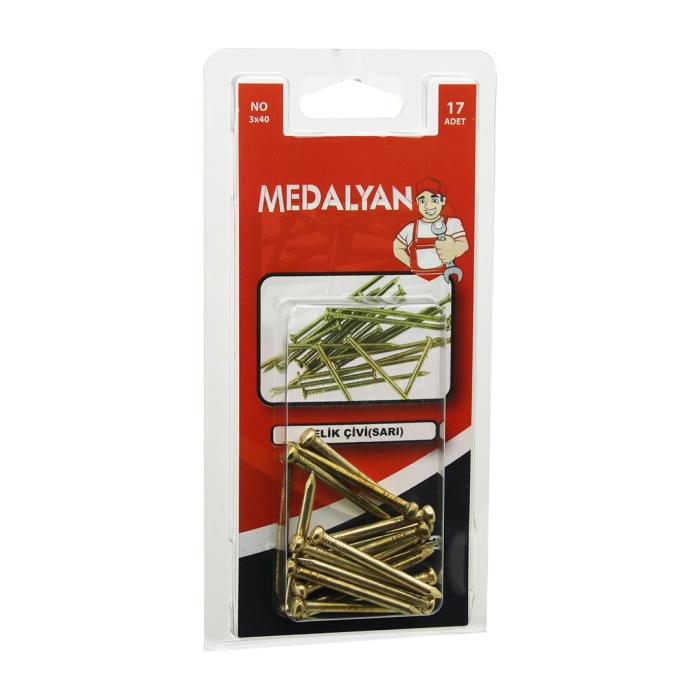 MEDALYAN DL-72 ( 3X40 ) ( SARI ) ÇELİK ÇİVİ ( 17PCS )*12X10