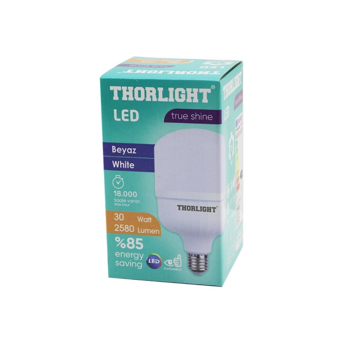 THORLIGHT T-30B ( 30W ) E27 TORCH T-SHAPE ( BEYAZ ) LED AMPUL ( 2580 LUMEN & 6400K & 18000 SAAT & 2835 SMD LED )*20