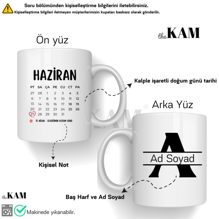 Doğum Günü Hediyesi Takvimli Kupa Bardak - Kişiye Özel