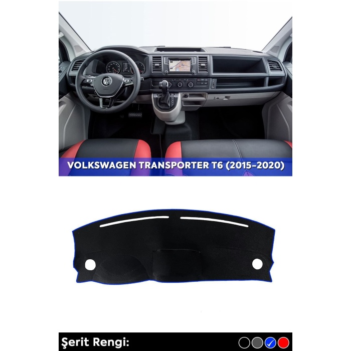 Volkswagen Transporter T6 (2015-2020) 3d Torpido Koruma Kılıfı - Ön Göğüs Kaplama - Mavi Şerit