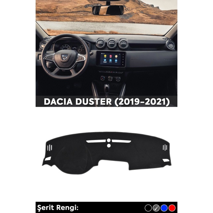 Dacıa Duster (2019-2021) 3d Torpido Koruma Kılıfı - Ön Göğüs Kaplama - Gri Şerit