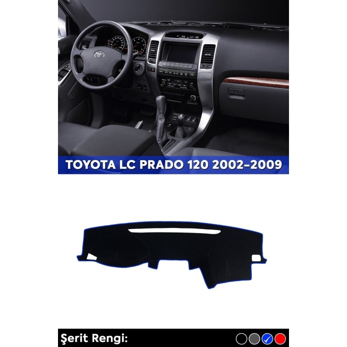 Toyota Lc Prado 120 2002-2009 3d Torpido Koruma Kılıfı - Ön Göğüs Kaplama - Mavi Şerit