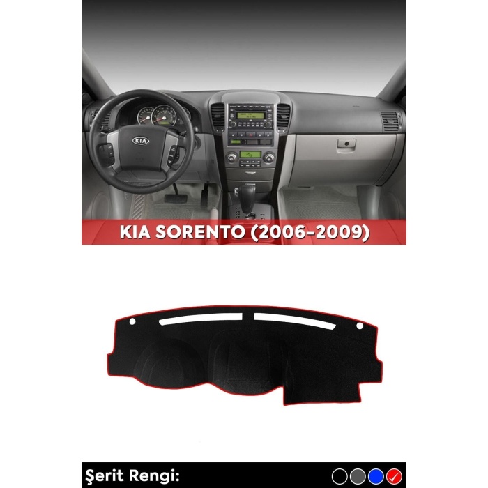 Kıa Sorento (2006-2009) 3d Torpido Koruma Kılıfı - Ön Göğüs Panel Kaplama - Kırmızı Şerit