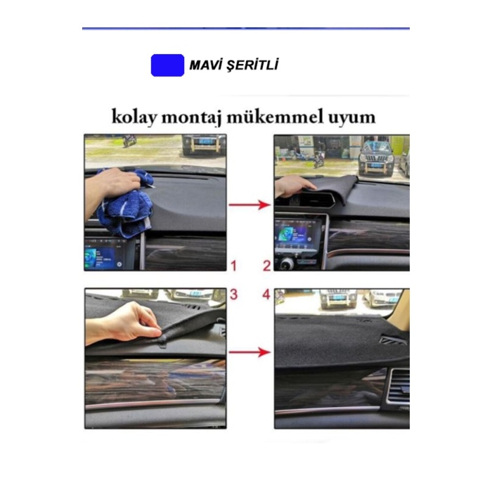 Toyota Avensıs T270 (2009-2015) 3d Torpido Kılıfı Panel Koruyucu Göğüs Kaplama - Mavi Şerit