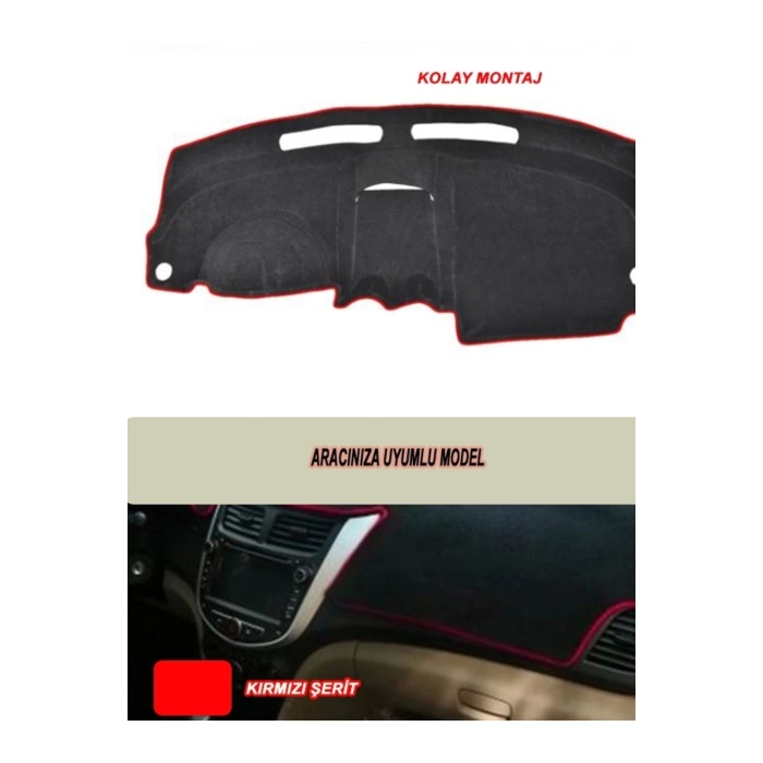 Honda Jazz (2002-2007) 3d Torpido Koruma Kılıfı - Ön Göğüs Panel Kaplama - Kırmızı Şerit