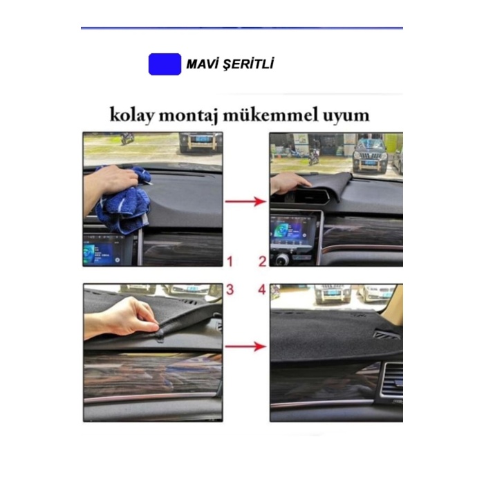 Hyundaı I20 (2014-2019) 3d Torpido Koruma Kılıfı - Ön Göğüs Panel Kaplama - Mavi Şerit