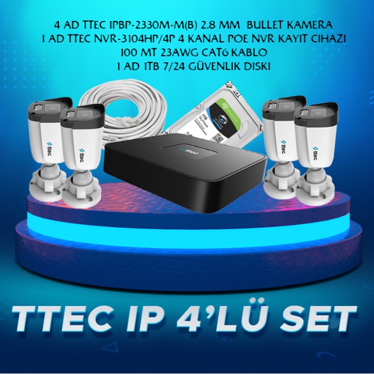 TTEC 4lü Full IP Kamera Seti