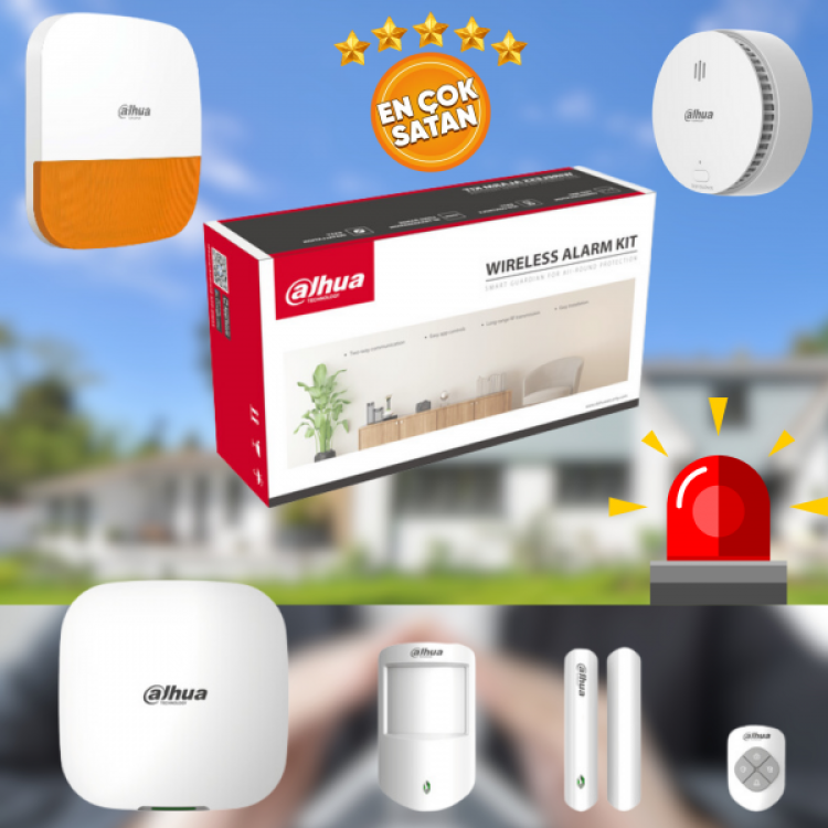 Dahua ART-ARC3000H-03-W2 Kablosuz Wifi Alarm Seti Pır Dedektör +Manyetik Kontak +Kumanda