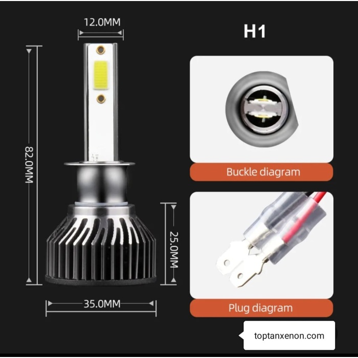 H1 Mini/slim Şimşek LED Xenon Far Ampul 12.000LM 6.500K Beyaz Renk, Fan Soğutuculu